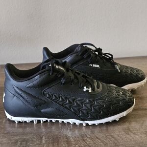 Under Armour Boys' Youth Baseball Cleats Black White Athletic Shoes Size 5.5Y